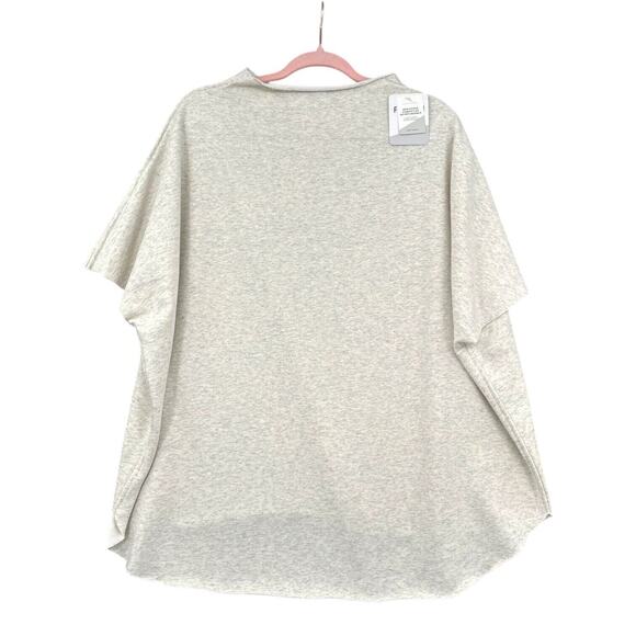 Fashion Heather Gray Funnel Neck Short Sleeve Oversized Capelet Top Large - Picture 2 of 9